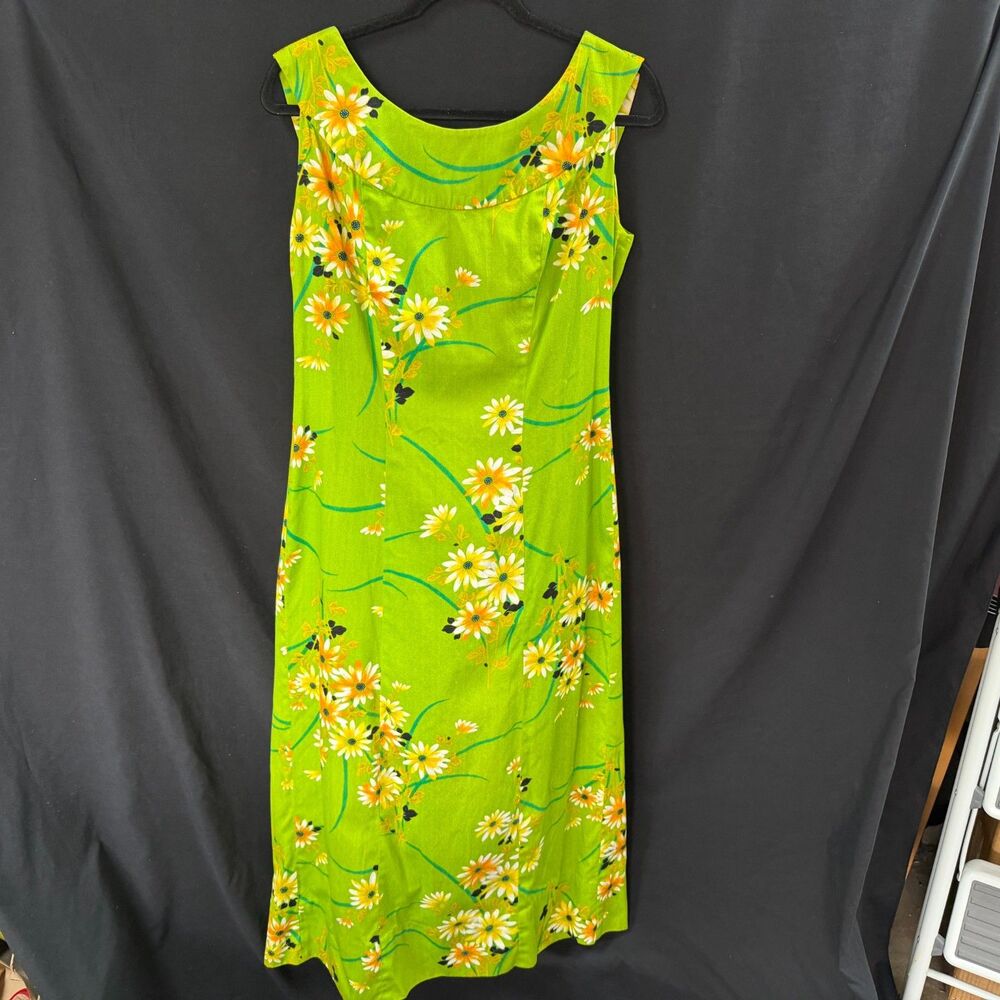 Karen Ann Hawaiian Dress Waterfall Maxi Green Floral No Size Tag